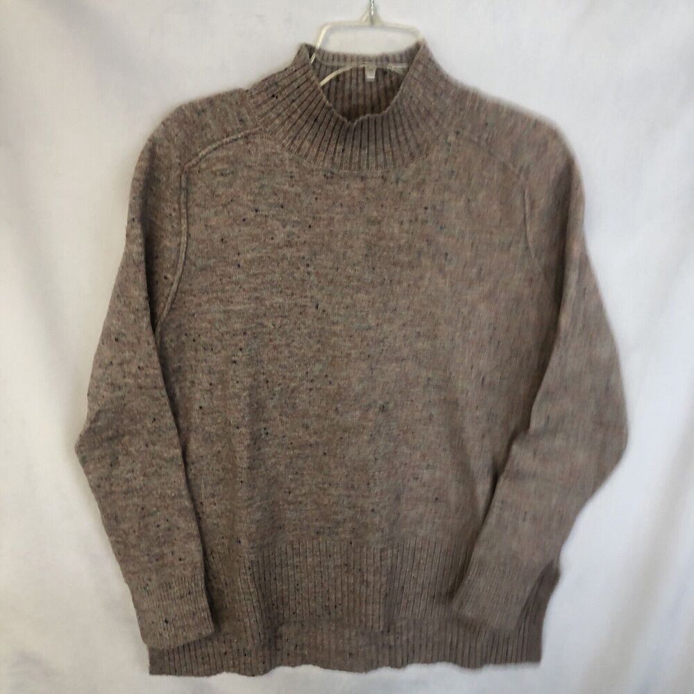 LOFT Pebble-Colored Sweater, High Neck, Ribbed Details, Multi-Colored, Size M